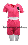 Bulk Buy Casual Hoodie Crop Top w/ Short Matching Sets Wholesale