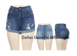 Bulk Buy Distress High Waist Denim Shorts Wholesale