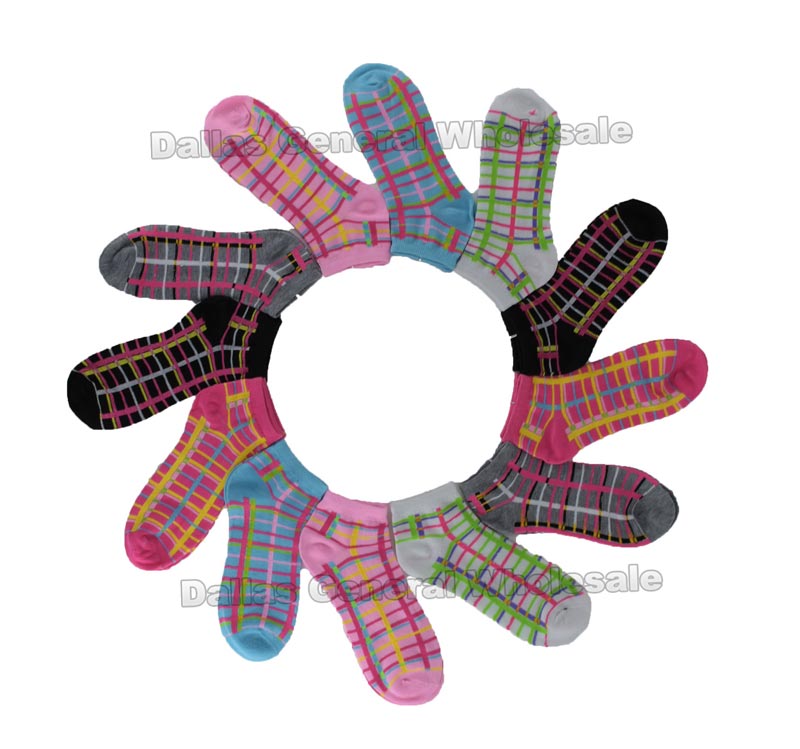 Girls Casual Plaid Ankle Socks Wholesale