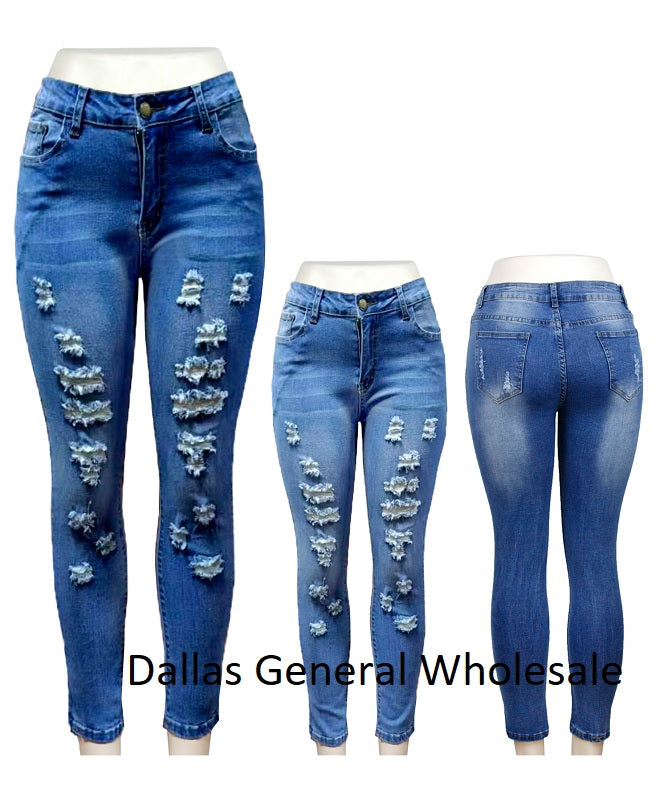 Bulk Buy Butt Lifting Distress Denim Skinny Jeans Wholesale