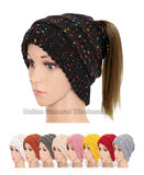 Bulk Buy Girls Messy Bun Hole Beanie Hats Wholesale