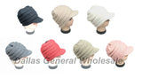 Messy Bun Hole Beanie w/ Visor Wholesale MOQ -12 pcs