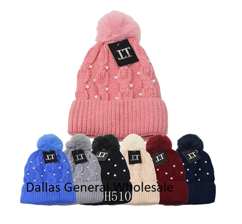 Bulk Buy Girls Trendy Pearl Fur Lining Beanies Wholesale