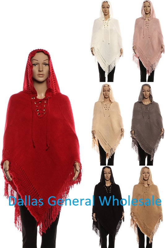 Bulk Buy Cute Trendy Hooded Sweater Ponchos Wholesale