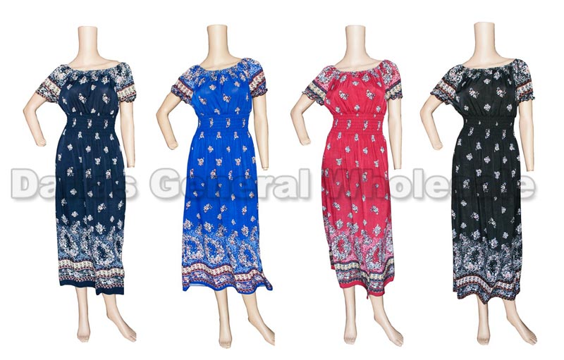 Bulk Buy Ladies Straight Shoulder Sun Dresses Wholesale