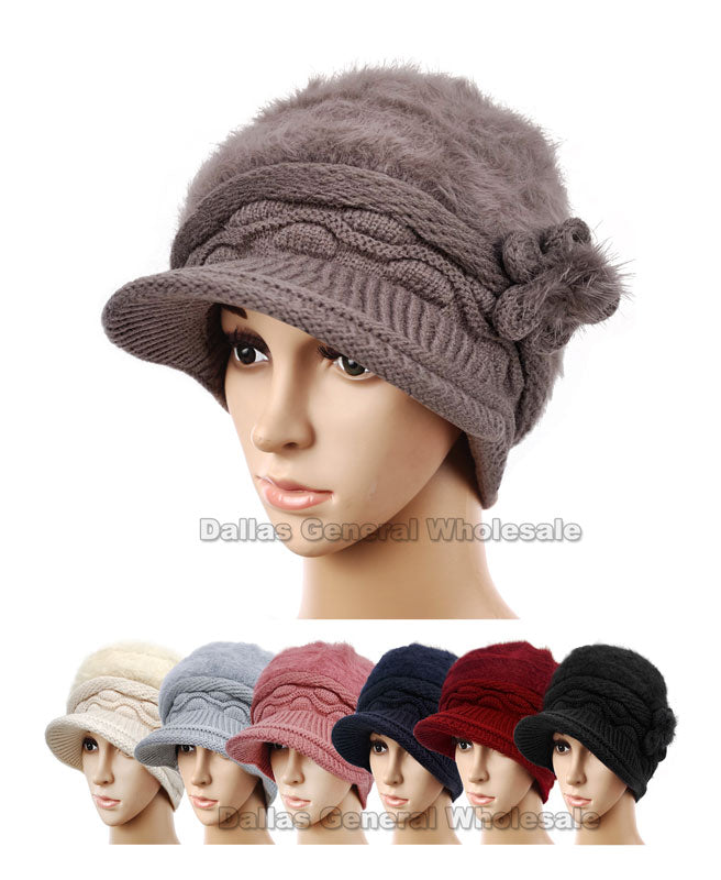 Bulk Buy Ladies Fuzzy Visor Beanies Caps Wholesale