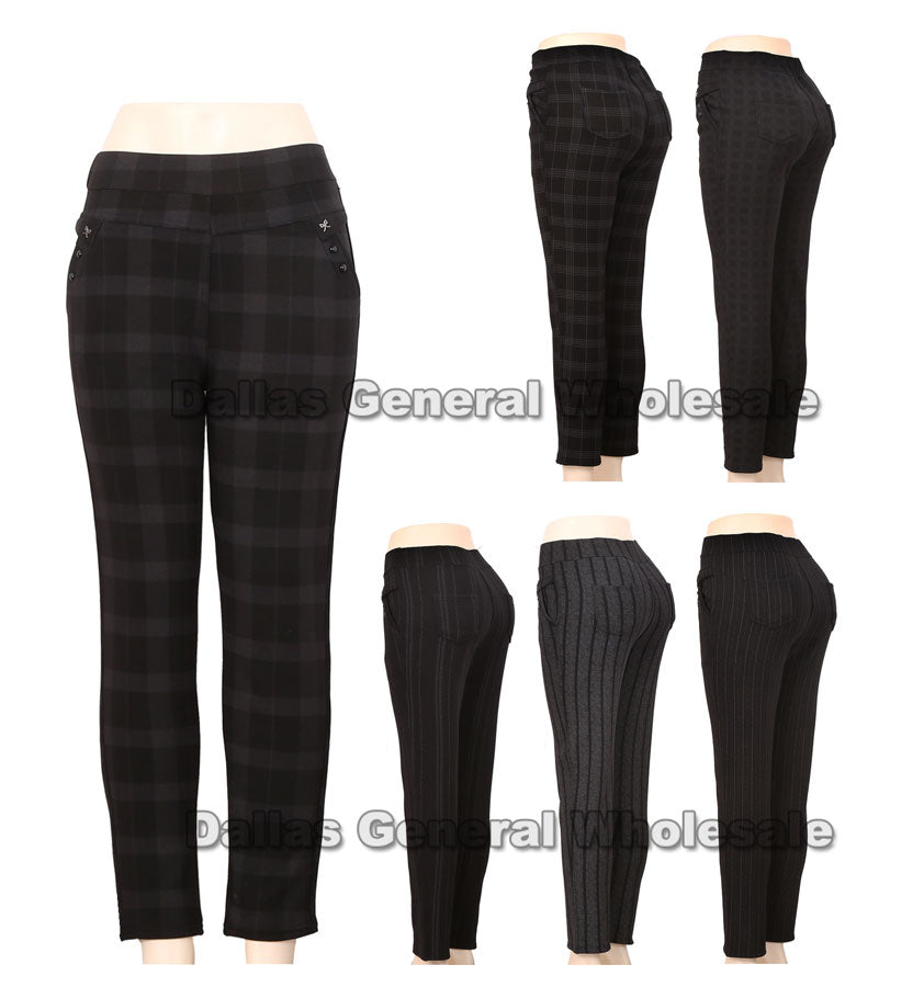 Bulk Buy Ladies Fur Lining Plaid Trouser Pants Wholesale