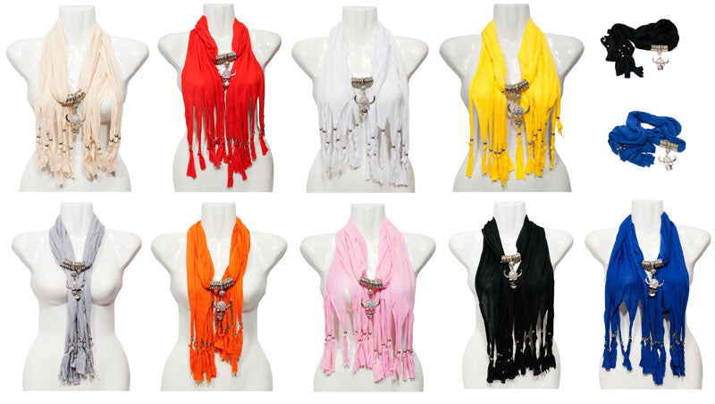 Studded Skull Pendant Jewelry Fashion Scarf Wholesale