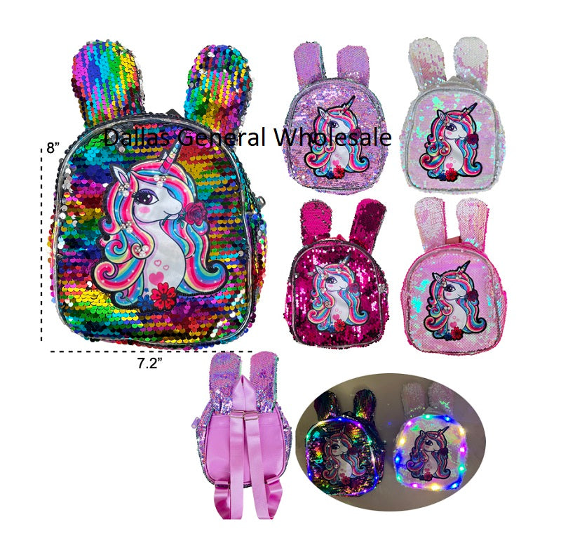 Bulk Buy Girls Light Up Unicorn Backpacks Wholesale