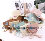 Bulk Buy Matching Floral Straw Hats & Shoulder Bag Set Wholesale