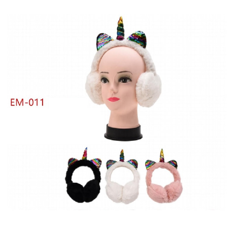 Little Kids Fuzzy Unicorn Earmuffs Wholesale