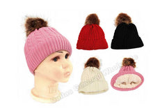 Little Girls Insulated Pom Pom Beanies Wholesale