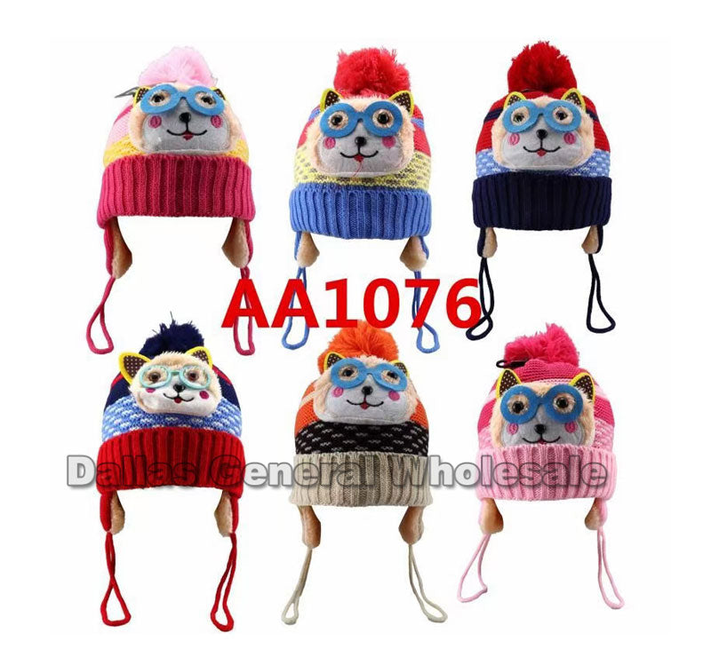 Kids Fur Lining Toboggan Beanie Hats Wholesale