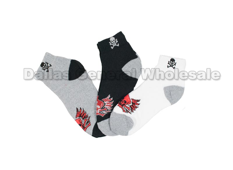 Wholesale Casual Ankle Socks With Skull Design - Assorted