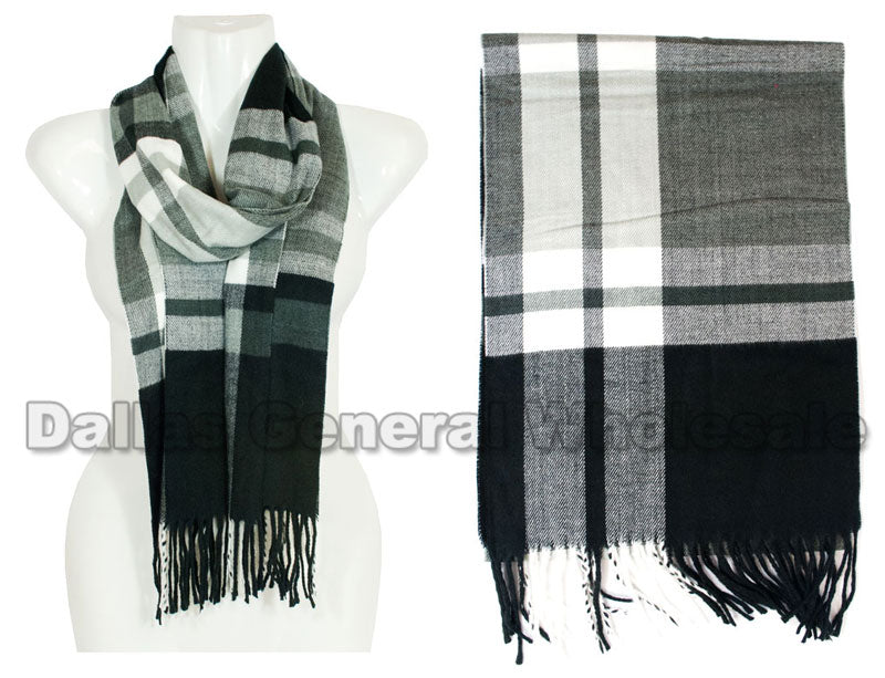 Bulk Buy Men Plaid Cashmere Feel Fashion Scarf Wholesale