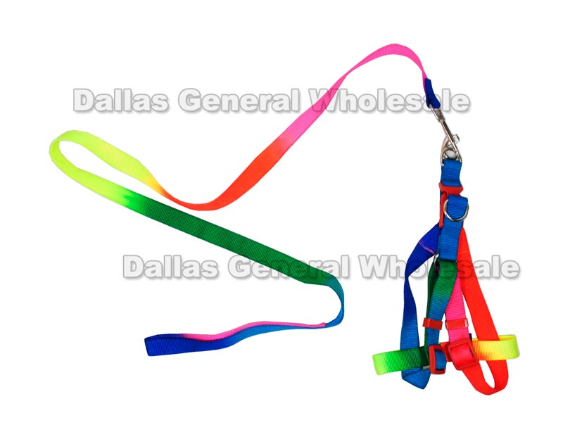 Dog Rainbow Color Harness with Leash Set Wholesale MOQ 12