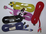 Wholesale BRAIDED CLOTH PHONE CABLE CHARGING CORDS 6 FOOT IPHONE/ MICRO USB( sold by the piece ) CLOSEOUT AS LOW AS $0.50