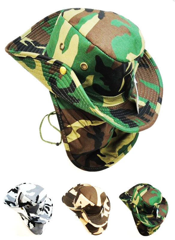 Bulk Camouflage Bucket Hats with Flap For Unisex