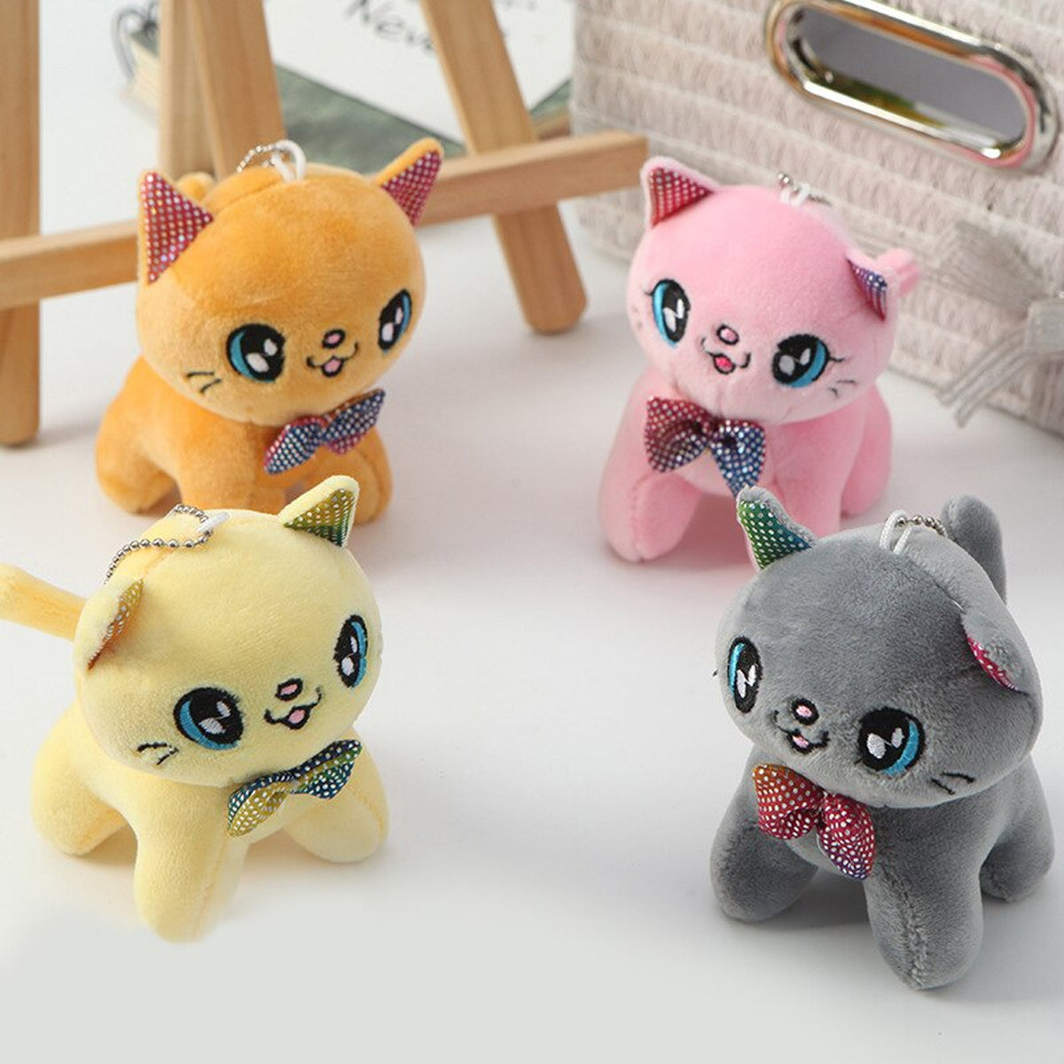 Accessorize Your Keys with Our Cute Cartoon Plush Animal Soft Cat Keychain Pendant