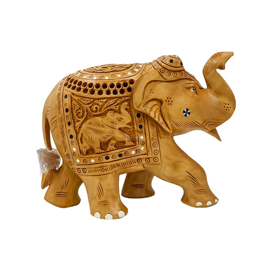 Wooden Handcrafted Jaali Elephant Statue