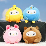 Bear Chicken & Penguin Shape Cute Soft Stuffed Plush Keychains - Assorted