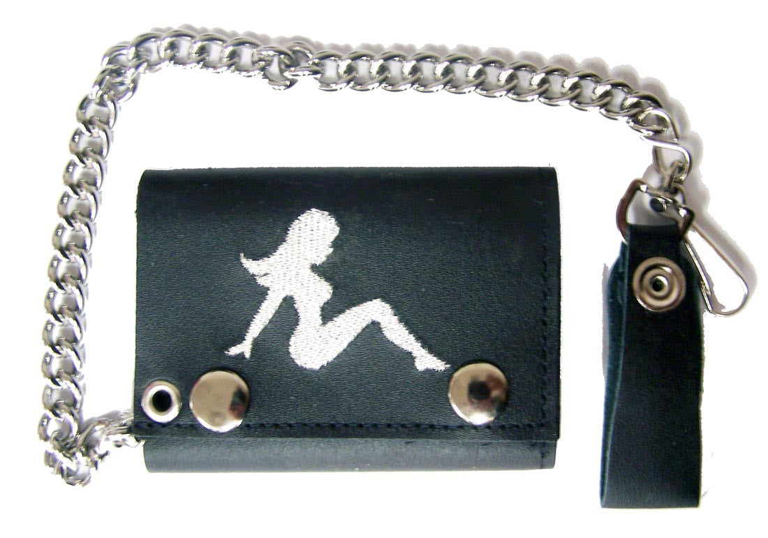 Buy EMBROIDERED MUD FLAP TRUCKER GIRL TRIFOLD LEATHER WALLET WITH CHAINBulk Price