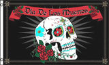 Wholesale DAY OF THE DEAD SKULL ROSES   3 X 5 FLAG ( sold by - 4 piece )