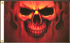 Wholesale GHOST SKULL FACE DELUXE 3' X 5' BIKER FLAG (Sold by the piece)