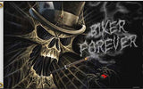 Wholesale BIKER FOREVER SKULL DELUXE 3 X 5 MOTORCYCLE BIKER FLAG (Sold by the piece)