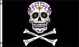 Wholesale PIRATE TATTOOED CANDY SUGAR SKULL 3' x 5' FLAG (Sold by the piece)