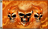 Buy DELUXE TRIPLE SKULL FLAMES 3 x 5 MOTORCYCLE BIKER FLAG Bulk Price