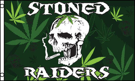 Buy STONED RAIDERS SKULL POT LEAF 3X5 FLAG Bulk Price