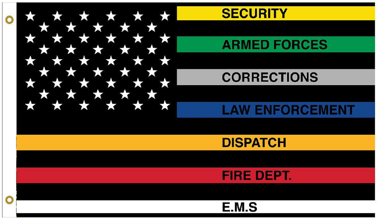 Buy COLORED FIRST RESPONDERS AMERICAN FLAG THIN LINE 3 X 5 FLAG Bulk Price