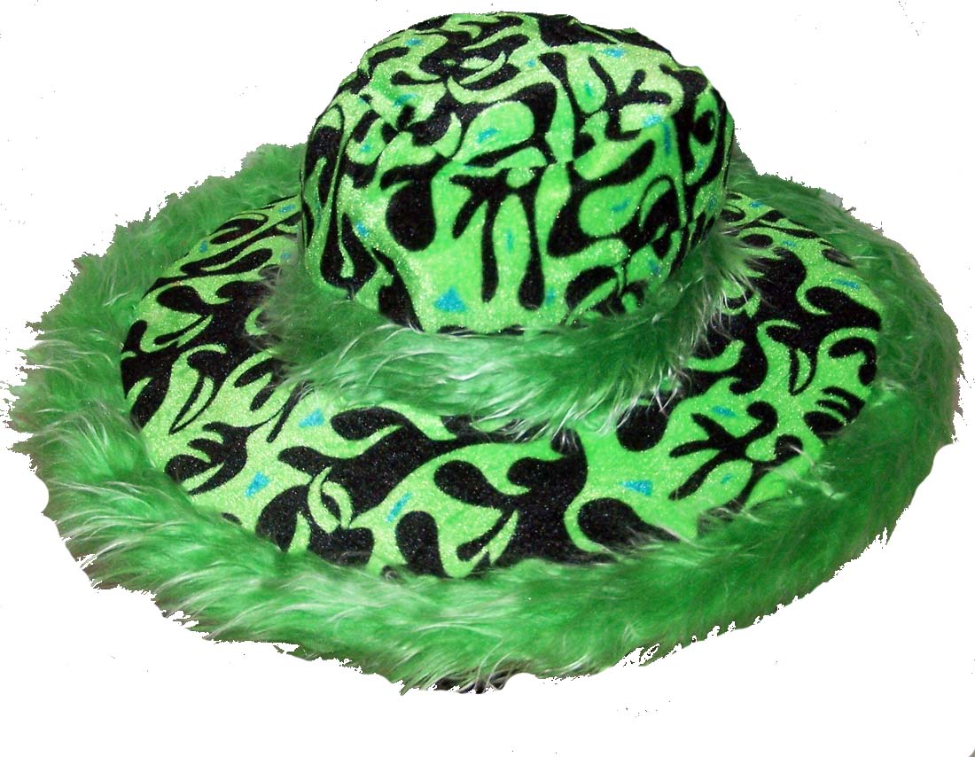 Wholesale FLAMING FUZZY WIDE RIM PARTY PLUSH HAT (Sold by the piece BY COLOR )