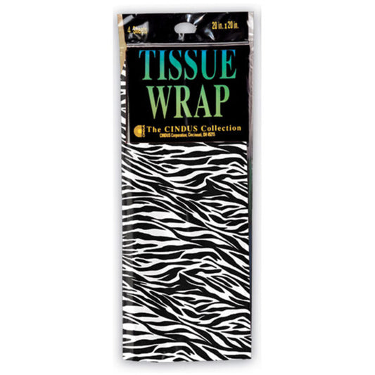 4 Sheet Zebra Print Gift Tissue Wrap 20 x 20 