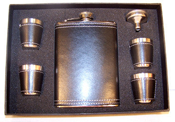 Buy BLACK LEATHER FLASK SETBulk Price