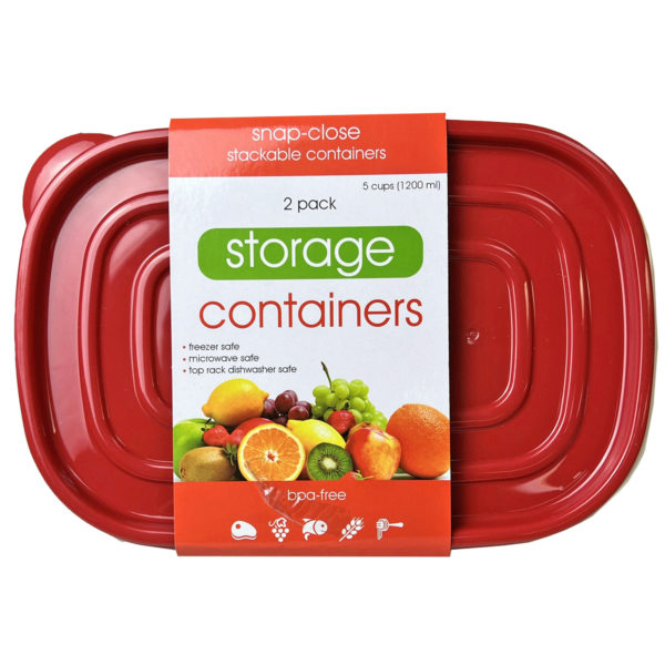 2 Pack Plastic Food Container with 2 Sections