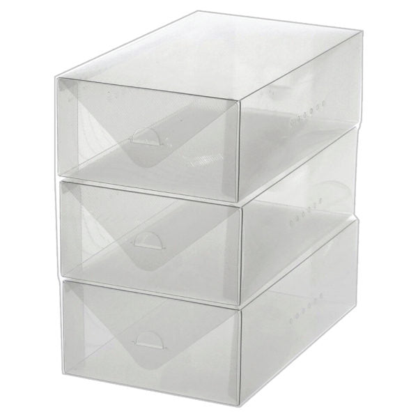 3 Pack Clear Stackable Shoe Box Storage