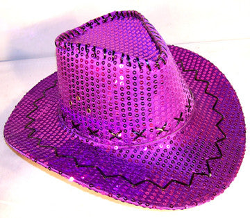 Buy SEQUIN COWBOY HAT PURPLE *- CLOSEOUT NOW $2.50 EABulk Price