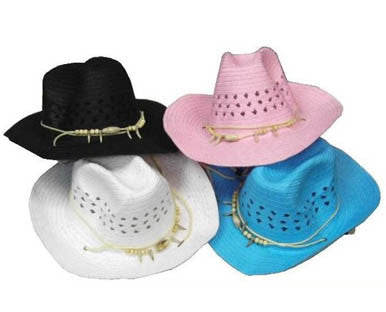 Wholesale WOVEN COWBOY HATS WITH BEAR CLAW BAND - ASSORTED COLORS (Sold by the piece)