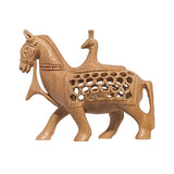 Wooden Jali Peacock on Horse Statue