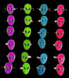 Wholesale Glow In The Dark Alien Adjustable Rings (sold by dozen or display of 24)