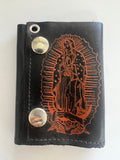 Buy RED PRINT GUADALUPE MARY TRIFOLD LEATHER WALLETS WITH CHAINBulk Price