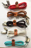 Wholesale REAL LEATHER ASST COLORS IPHONE 5 6 7 CELL PHONE CHARGER CORD ( sold by the dozen or piece )