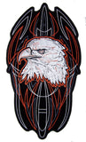 Wholesale JUMBO PINSTRIPE EAGLE HEAD  EMBROIDERED PATCH 10 INCH (Sold by the piece)