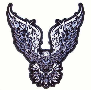 Wholesale JUMBO FLAMING FIRE TRAIBAL EAGLE PATCH 12 INCH (Sold by the piece)