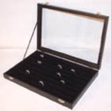 Wholesale Enclosed Glass Covered Jewelry Presentation Box Ring Tray With Pad (Sold by the piece)