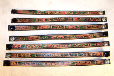 Buy LEATHER PAINTED AZTEC SNAP ON BRACELETS(Sold by the dozen) *- CLOSEOUT 50 CENTS EABulk Price