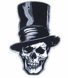 Buy SKULL HEAD WITH STOVE TOP HAT PATCH 10 INCHBulk Price