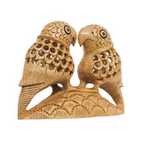 Wooden Parrot Couple Statue